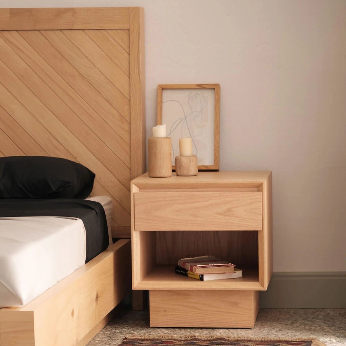 HERRINGBONE Masif Meşe Yatak