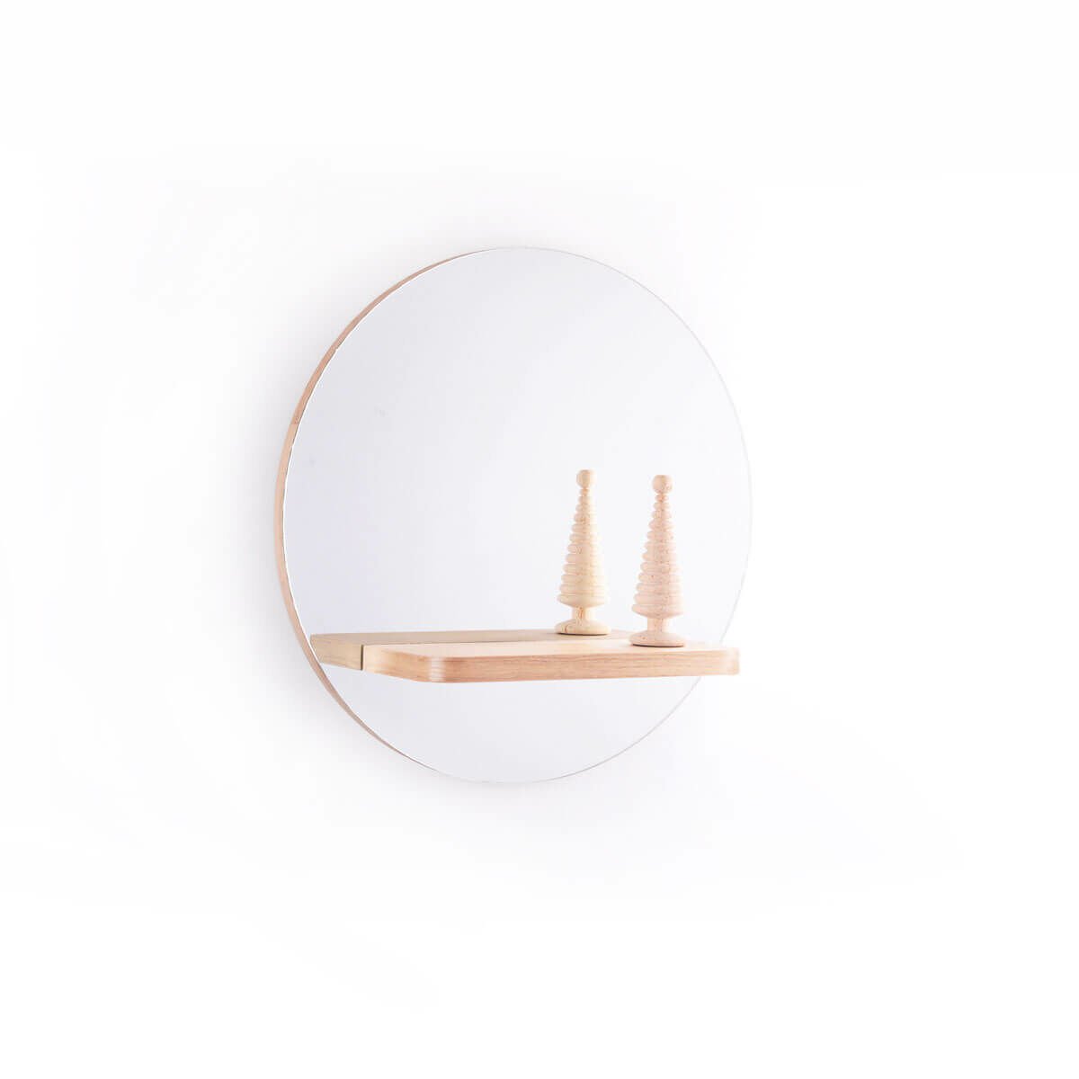 Masif Meşe Aynalı Uçan Raflar