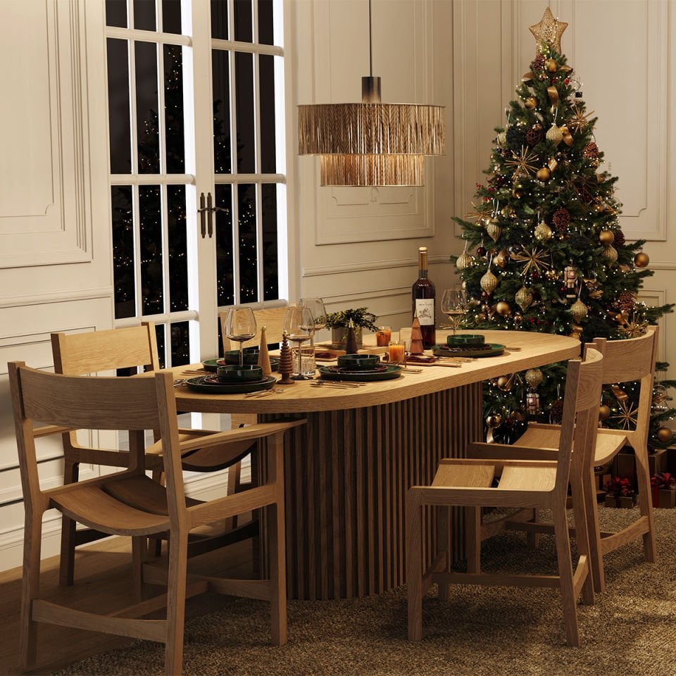 Solid Oak Table with Oval Top – DOCIA Series