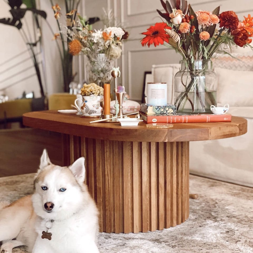 Masif Ahşap Oval Orta Sehpa – DOCIA Serisi