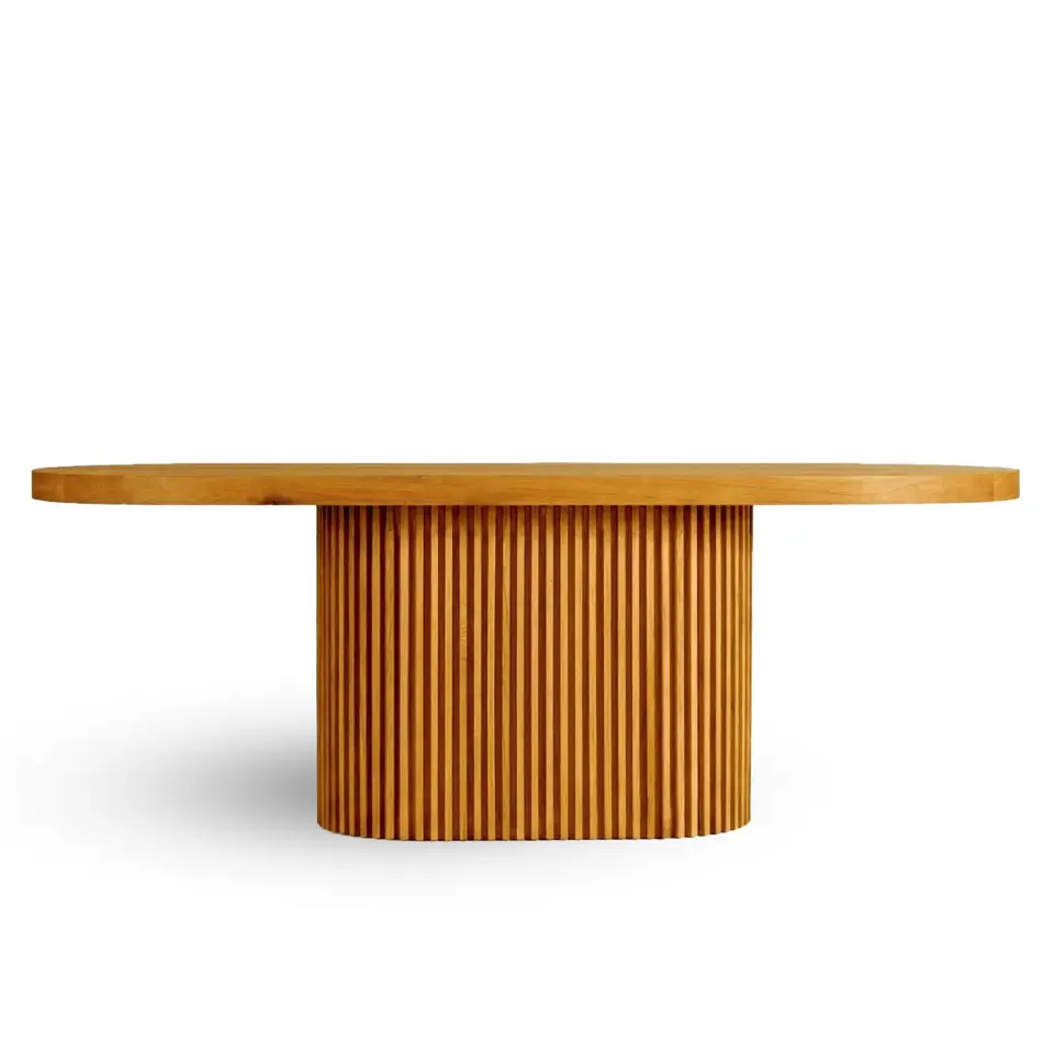 Masif Ahşap Oval Yemek Masası  - DOCIA Serisi Honey