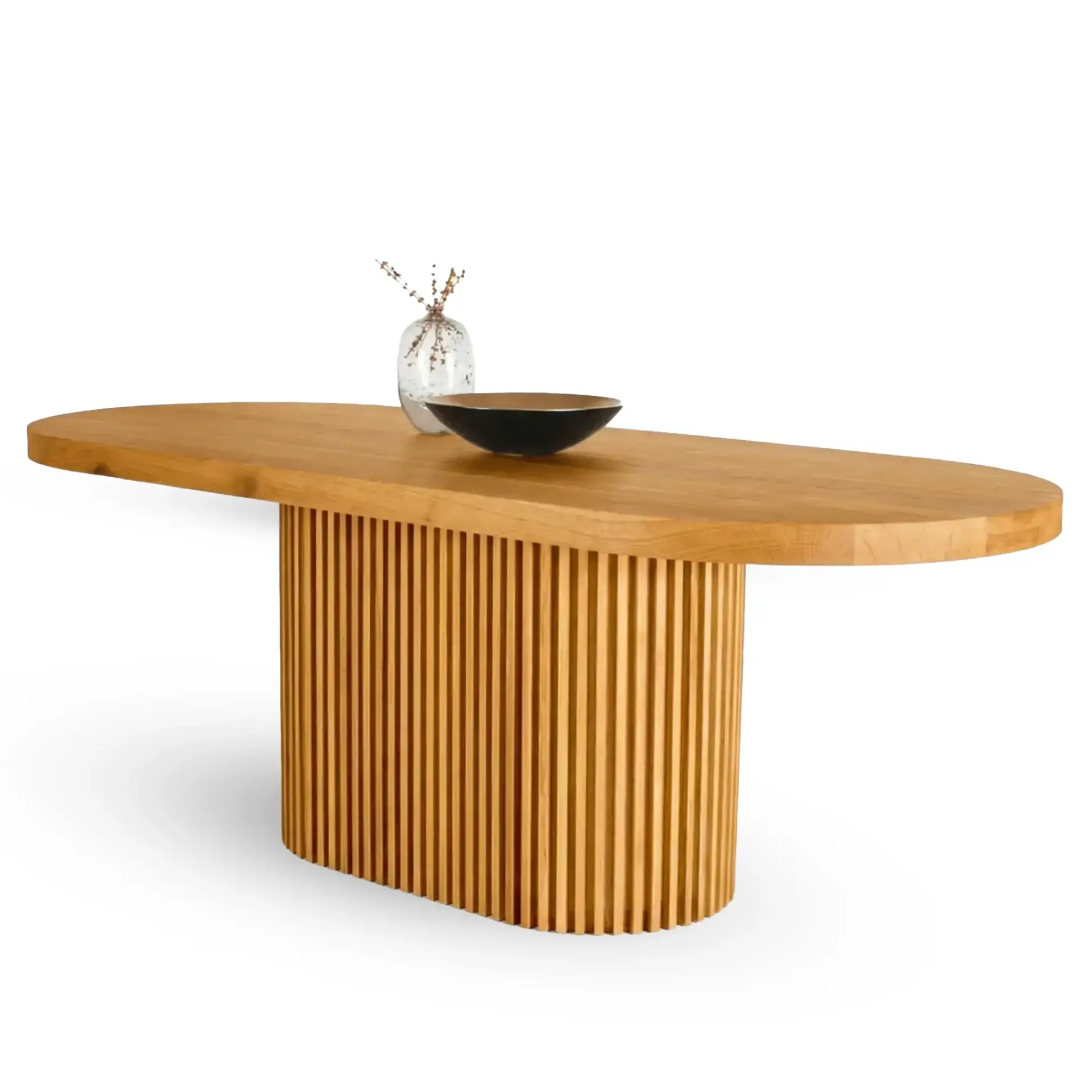Solid Oak Table with Oval Top – DOCIA Series Honey