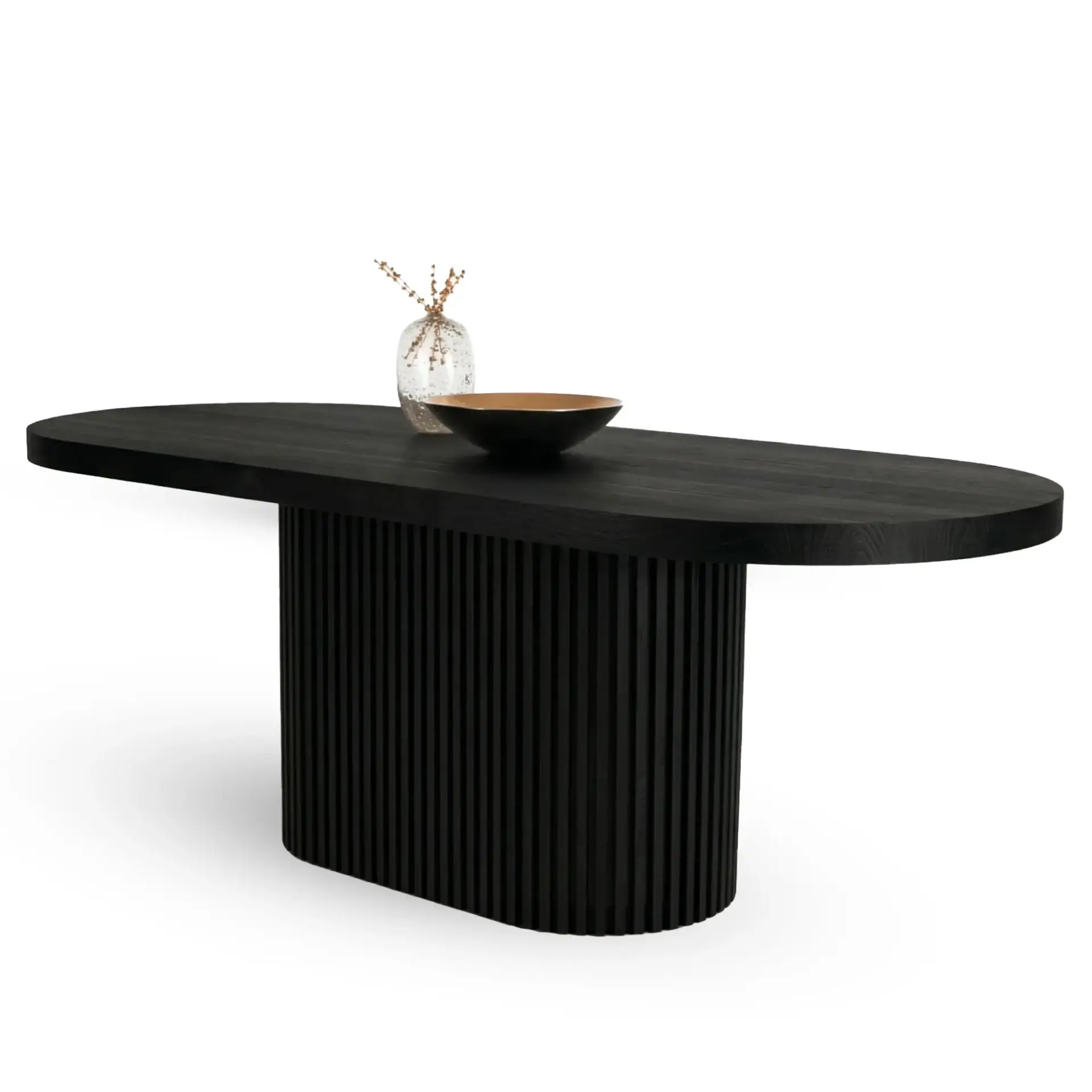 Solid Oak Table with Oval Top – DOCIA Series Dark