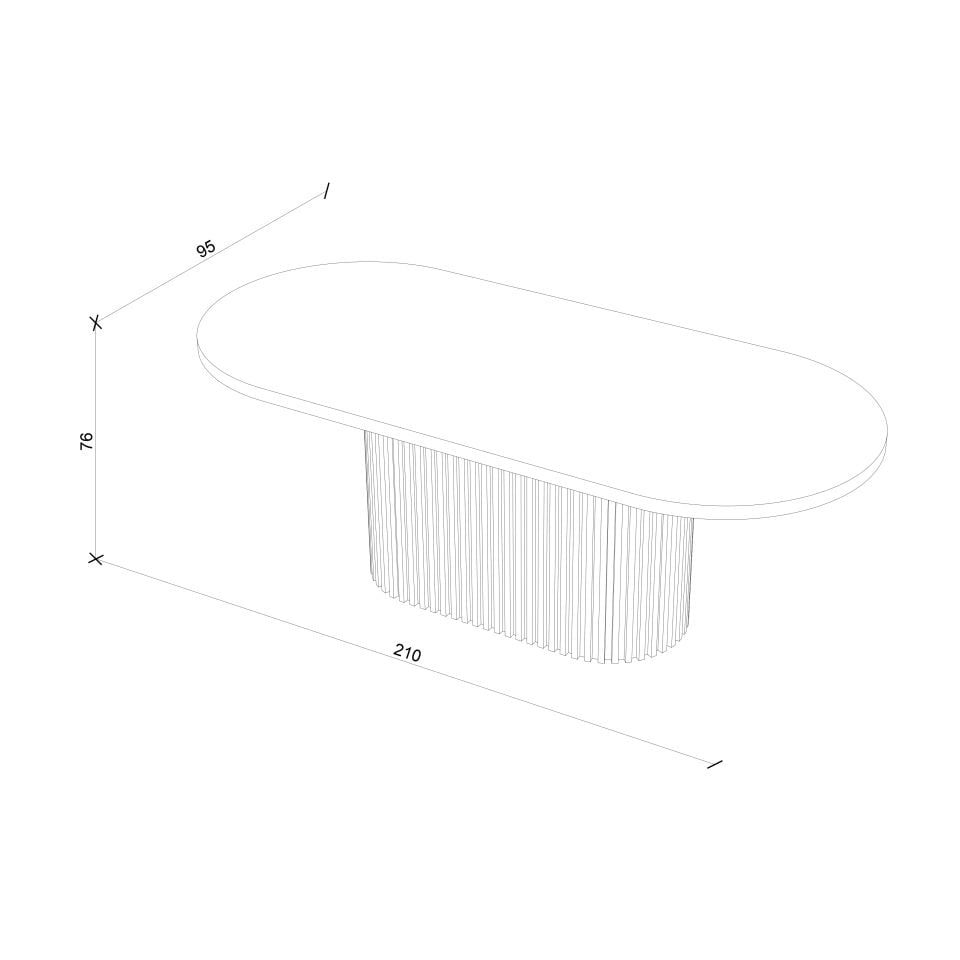 Masif Ahşap Oval Yemek Masası  - DOCIA Serisi Dark