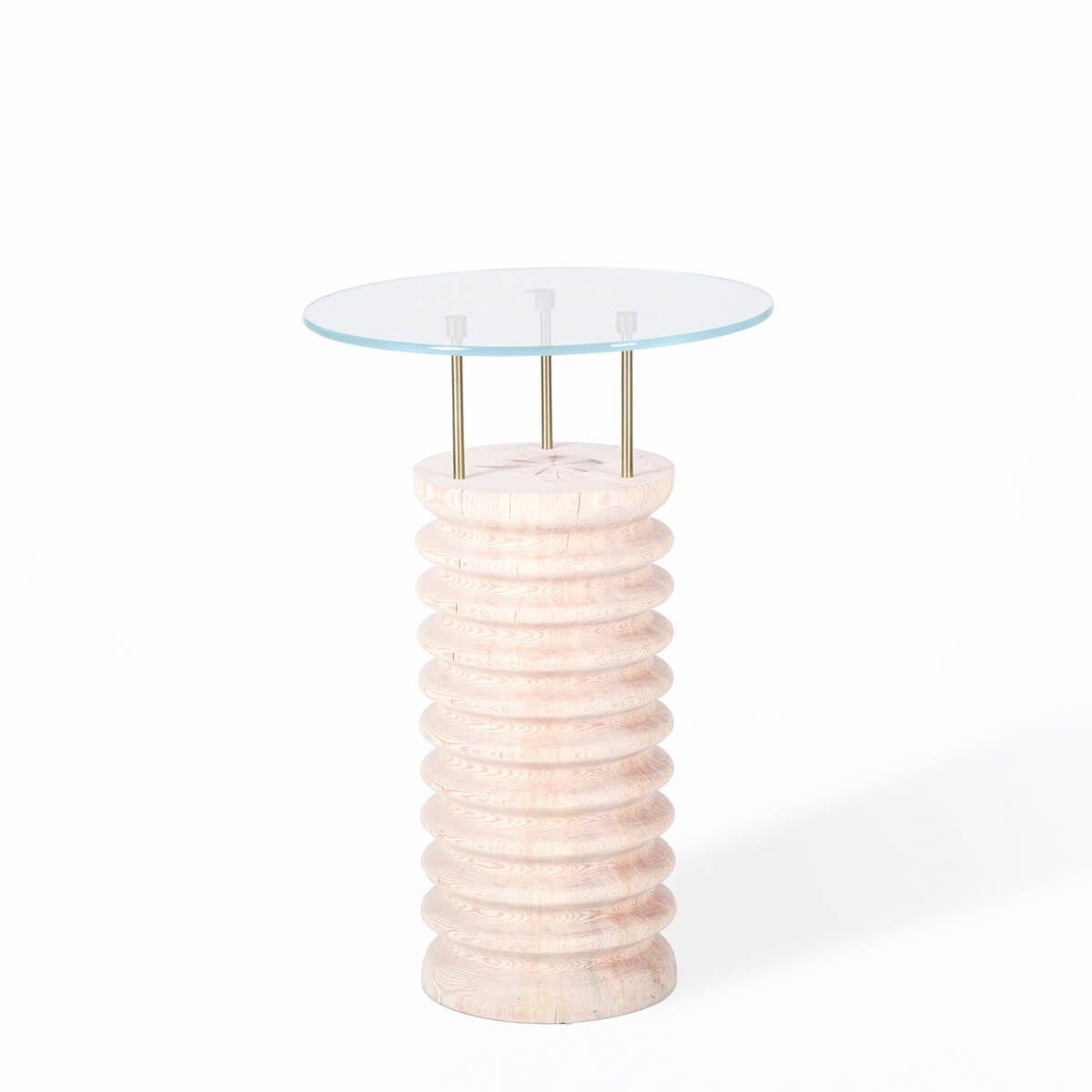 Round Glass, Cedar Side/Center Table – SOFRA Series