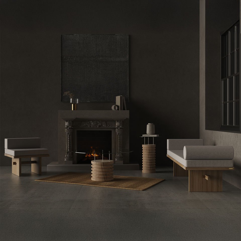 Round Glass, Cedar Side/Center Table – SOFRA Series