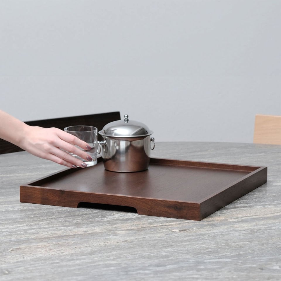 Masif Ceviz Sunum Tepsi – EDGE Serisi, Kare