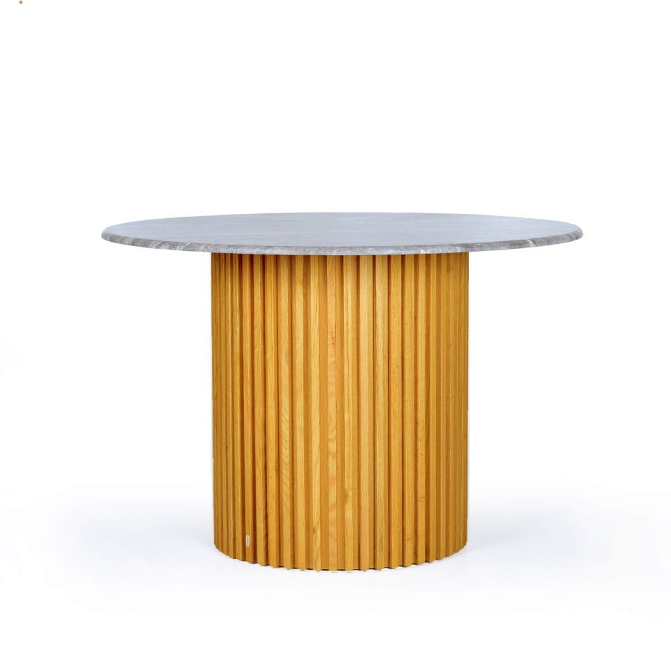 Travertine Round Table – DOCIA Series Honey