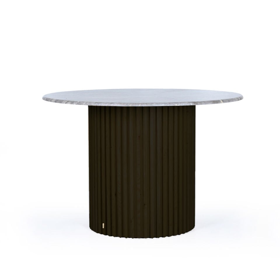 Travertine Round Table – DOCIA Series Dark