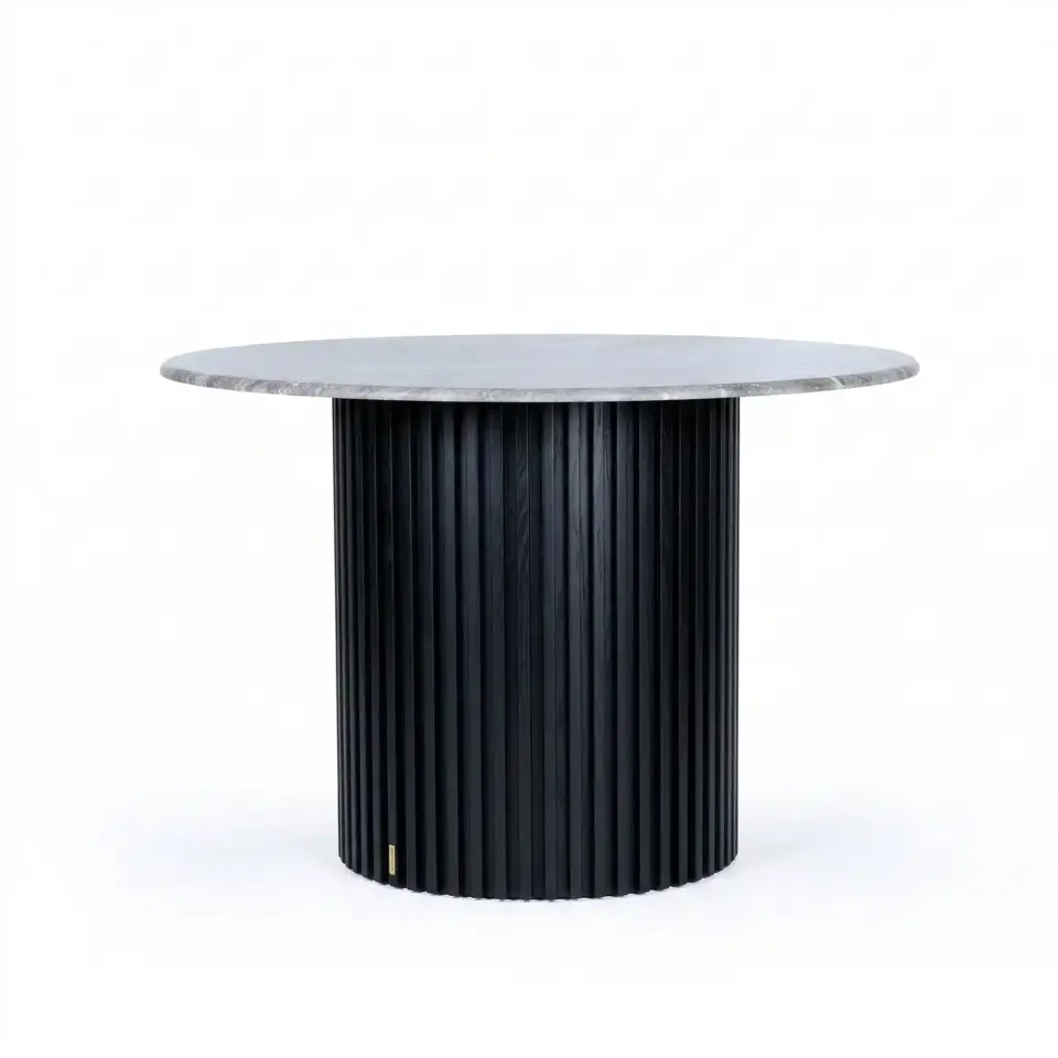 Travertine Round Table – DOCIA Series Dark