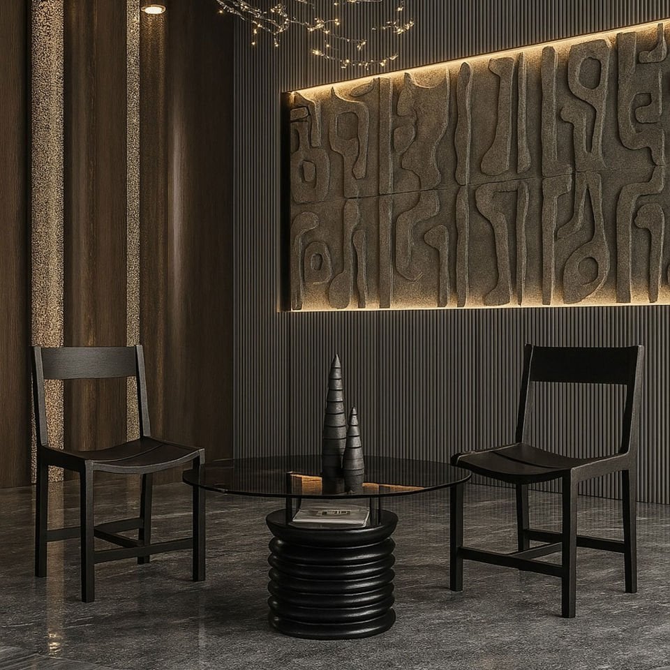 Round Glass, Cedar Center Table – SOFRA Series