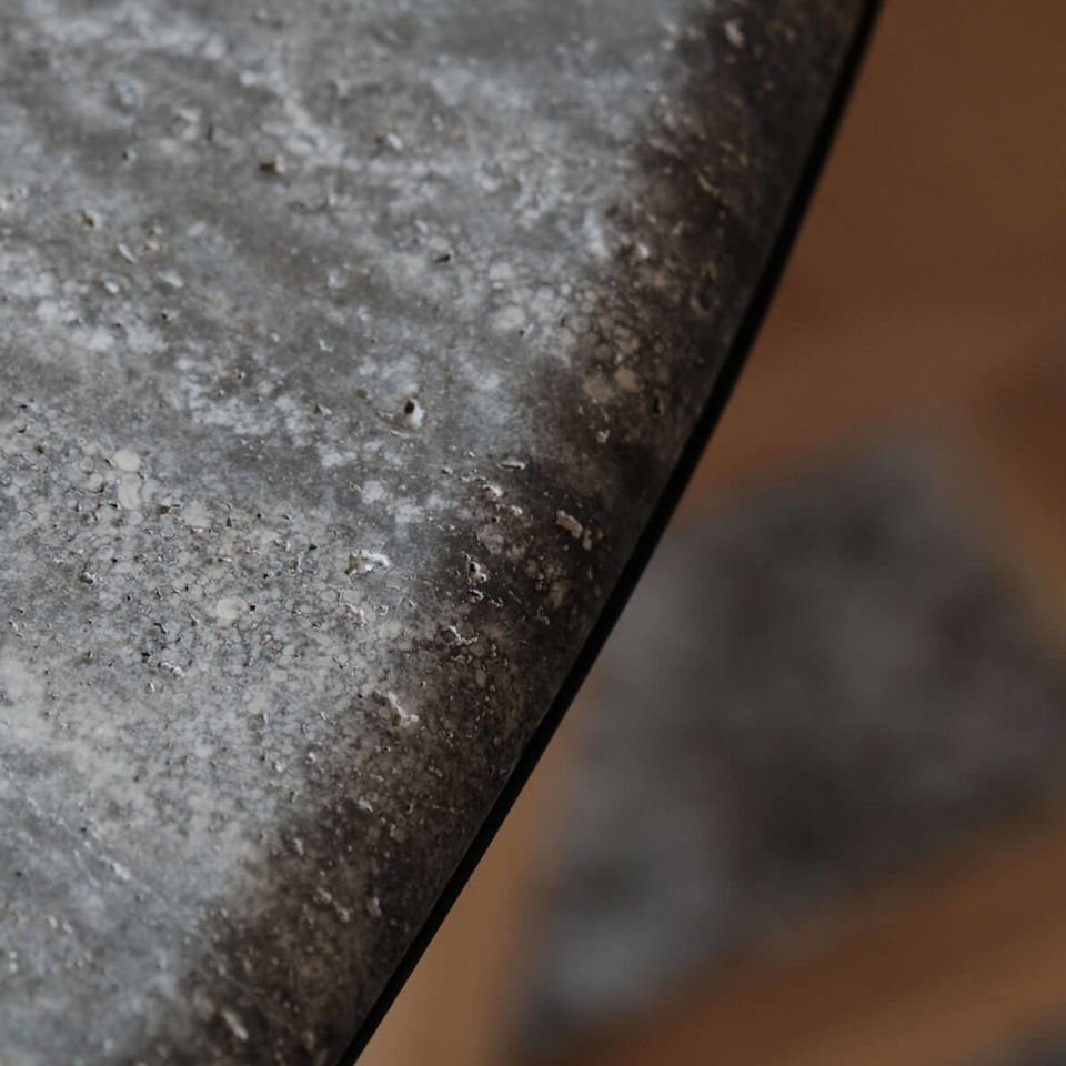 Masif Ahşap Yuvarlak Masa, Traverten - DOCIA Serisi Forest