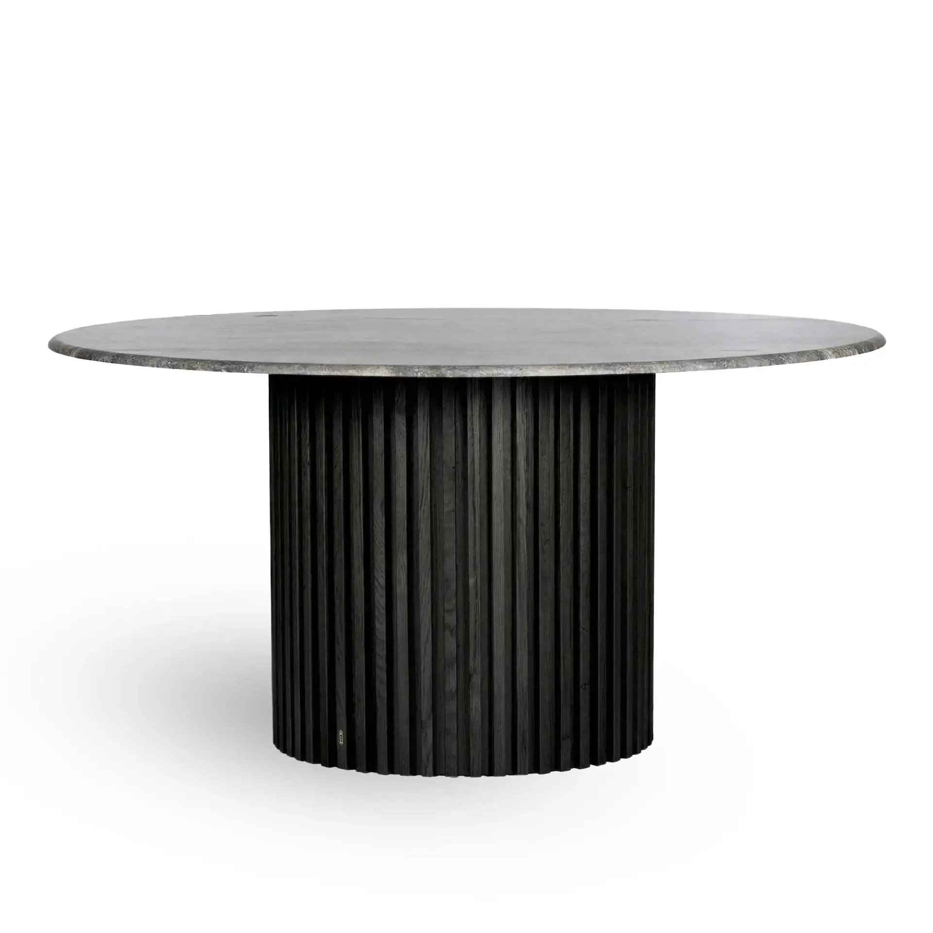 Masif Ahşap Yuvarlak Masa, Traverten - DOCIA Serisi Black