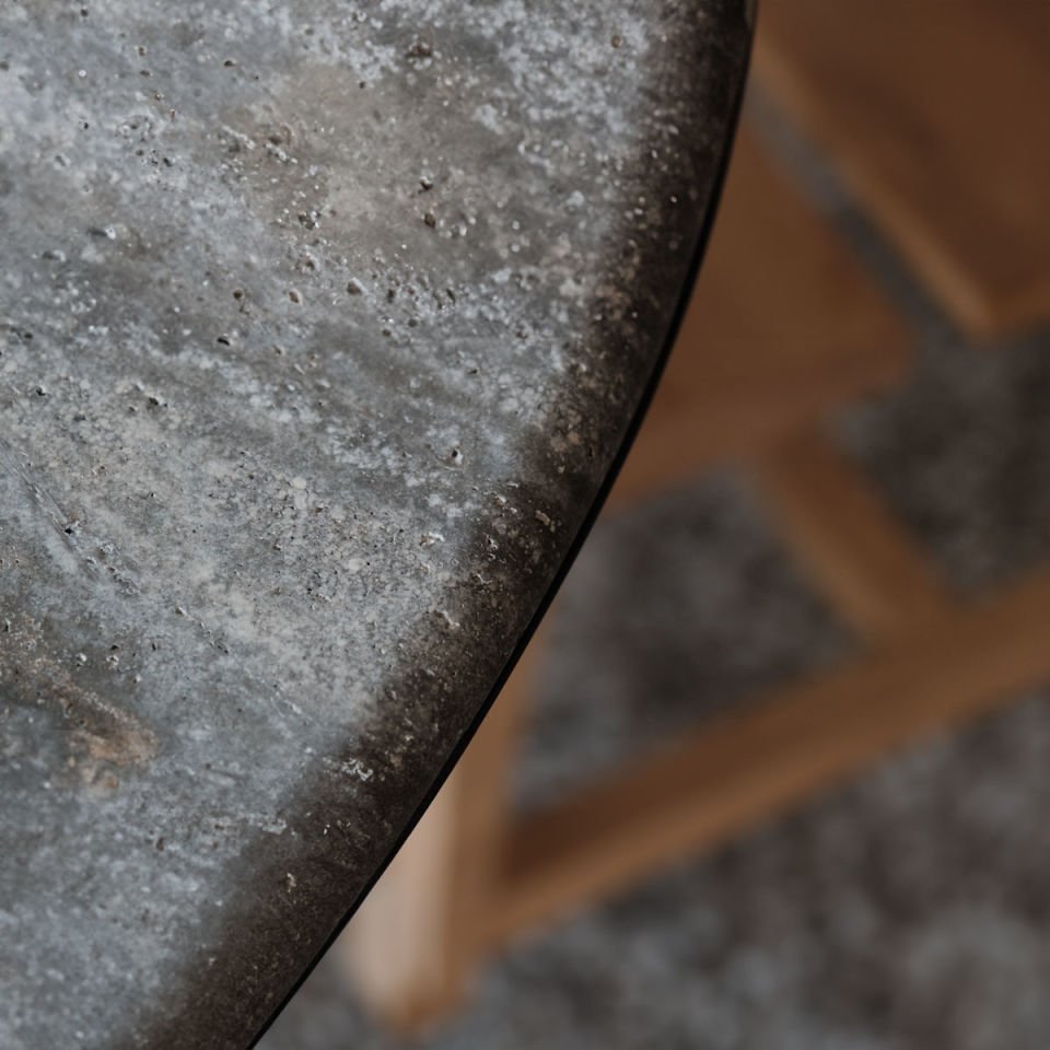 Travertine Large Round Table – DOCIA Series Dark