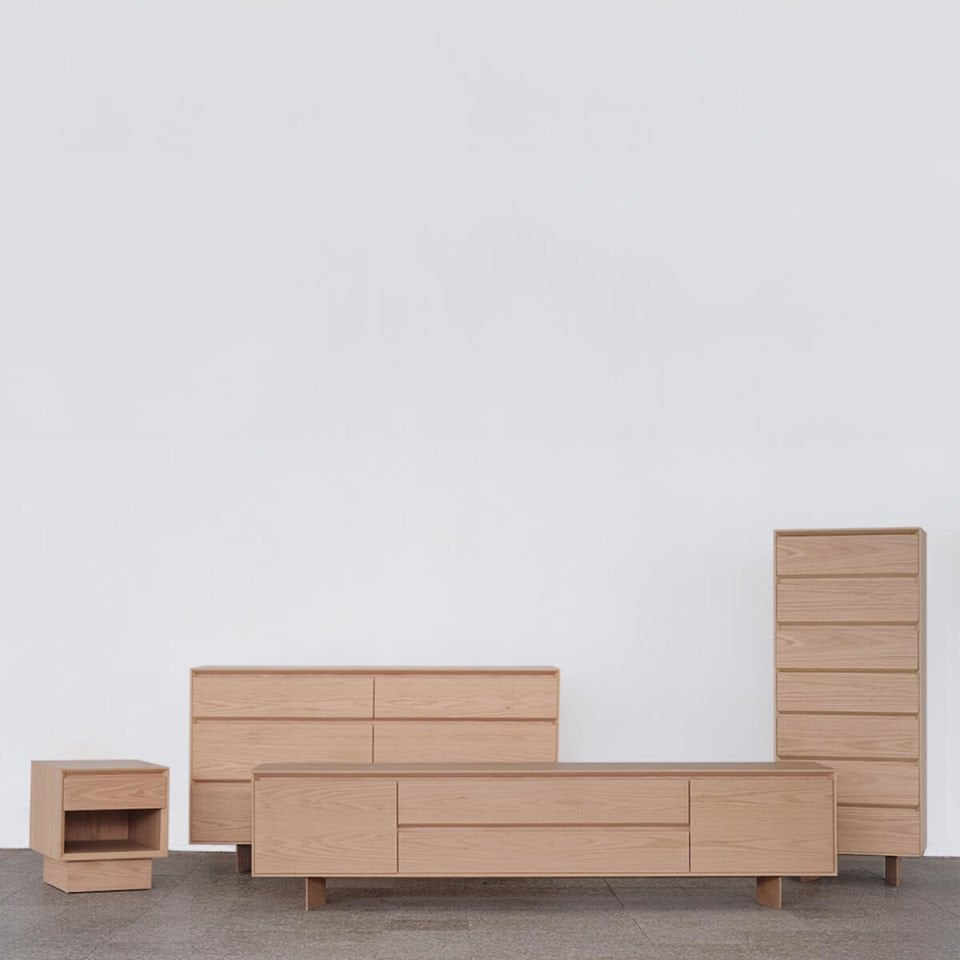 Solid Oak Long Dresser – BEAM Series Raw