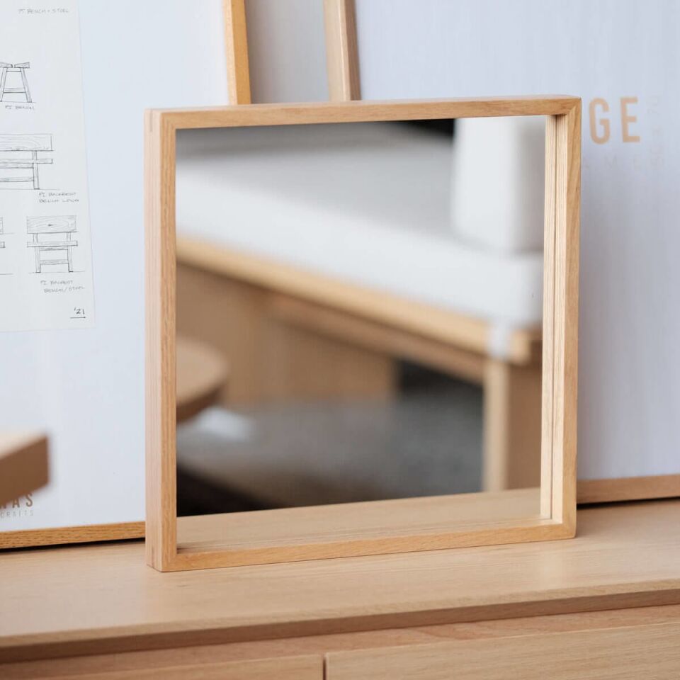 Masif Ahşap Ayna - EDGE Serisi Raw - 40x40 CM