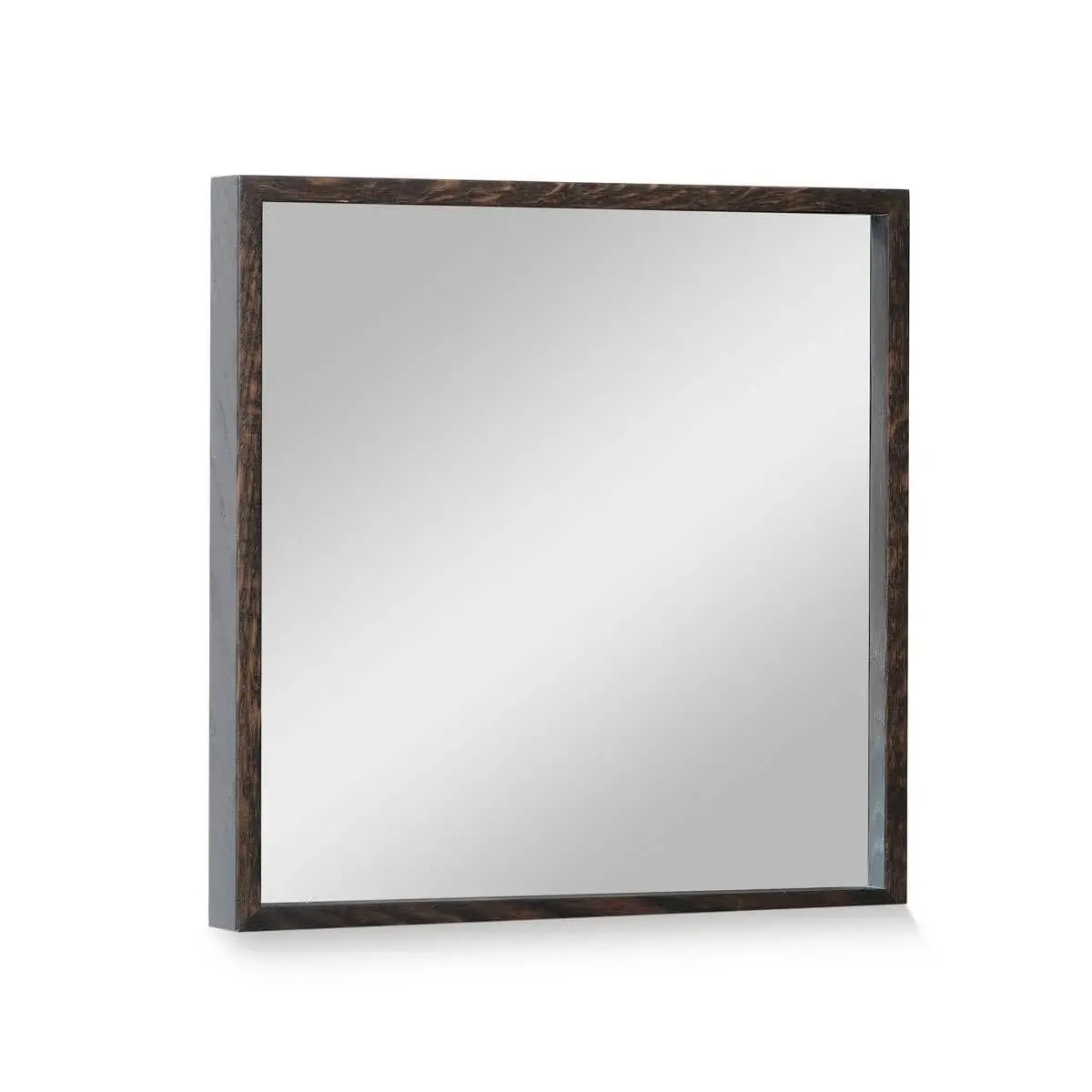 Masif Meşe Duvar Aynası - EDGE Serisi Black - 40x40 CM