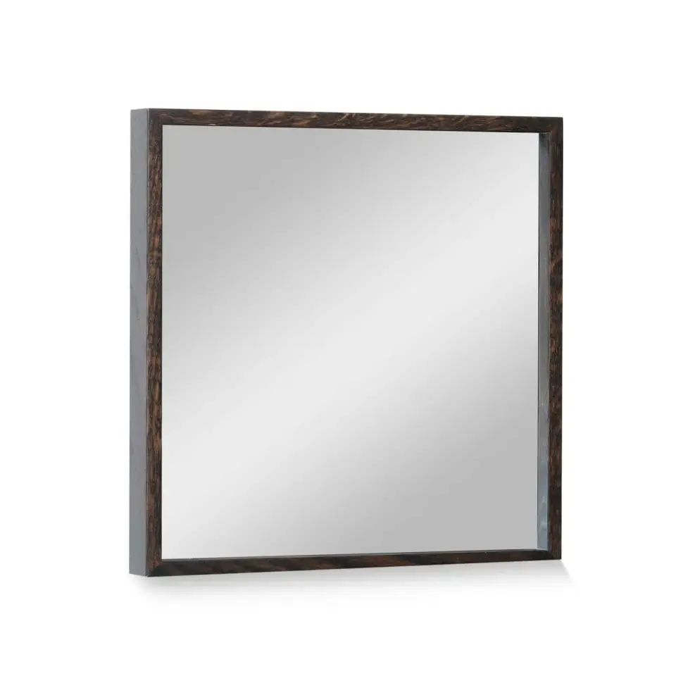 Masif Meşe Duvar Aynası - EDGE Serisi Black - 40x40 CM
