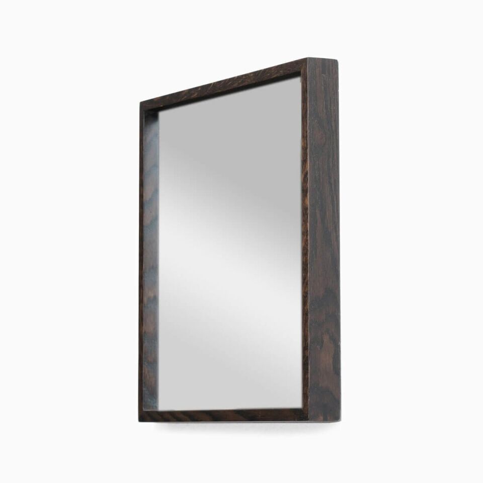 Masif Meşe Duvar Aynası - EDGE Serisi Black - 40x40 CM