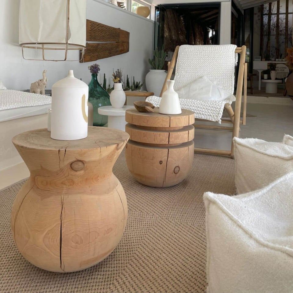 Cedar Block Wood Coffee Table / Stool – ORIENT Series