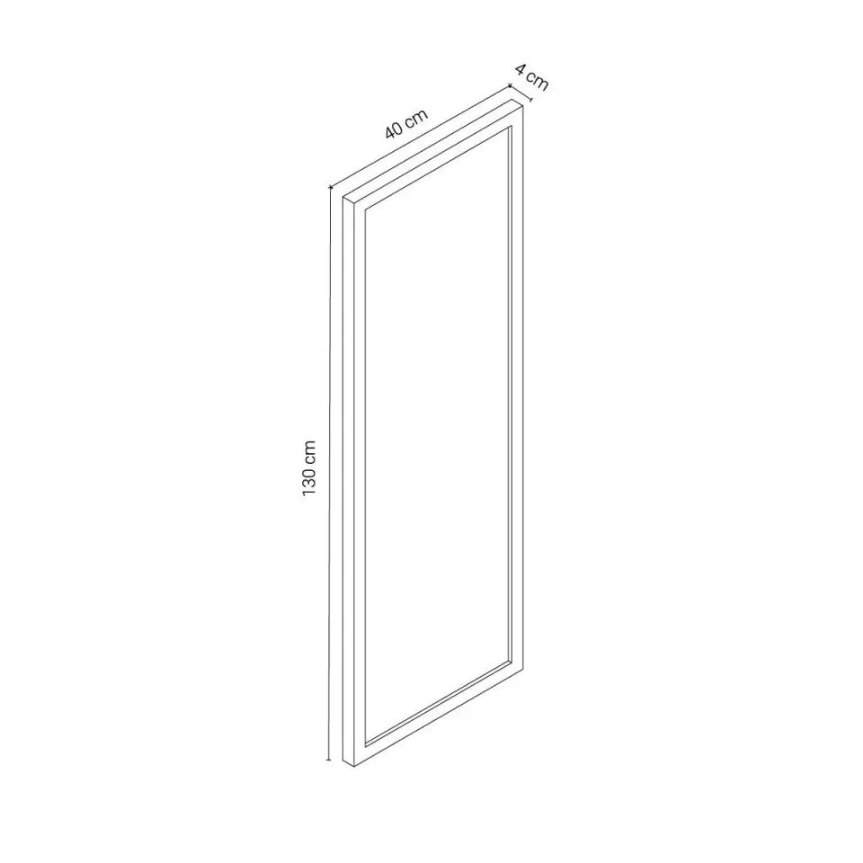 Masif Meşe Duvar Aynası - EDGE Serisi Dark - 40x130 CM