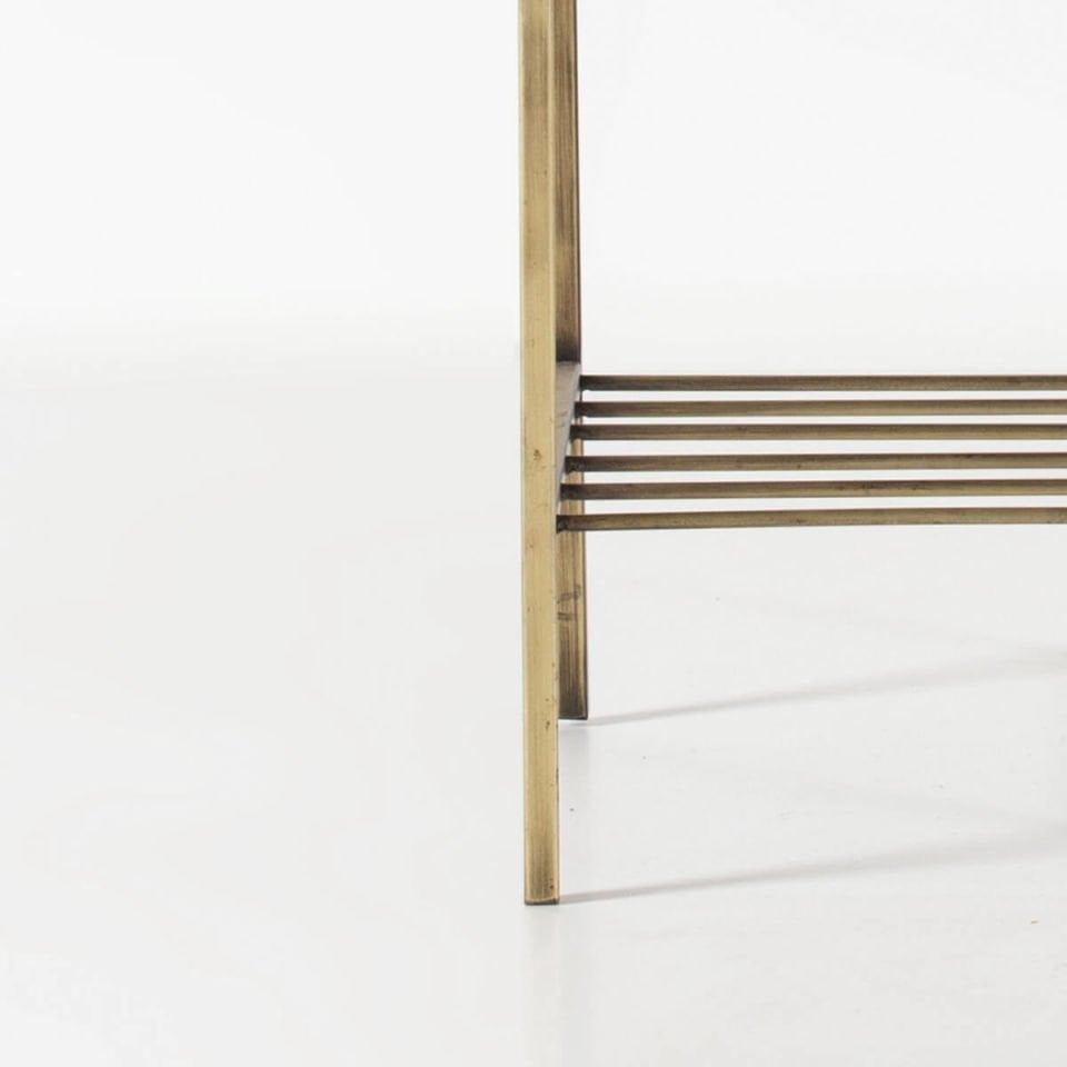 Solid Walnut Short Side Table / Flower Pot – EDGE AGED Series Gold Antique Legs