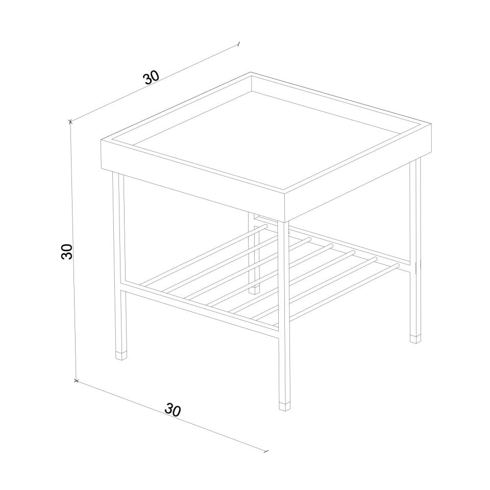 Solid Walnut Short Side Table / Flower Pot – EDGE AGED Series Gold Antique Legs