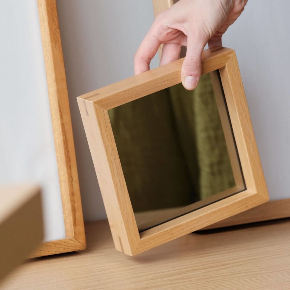 Masif Ahşap Ayna - EDGE Serisi Raw - 17.5x17.5 CM