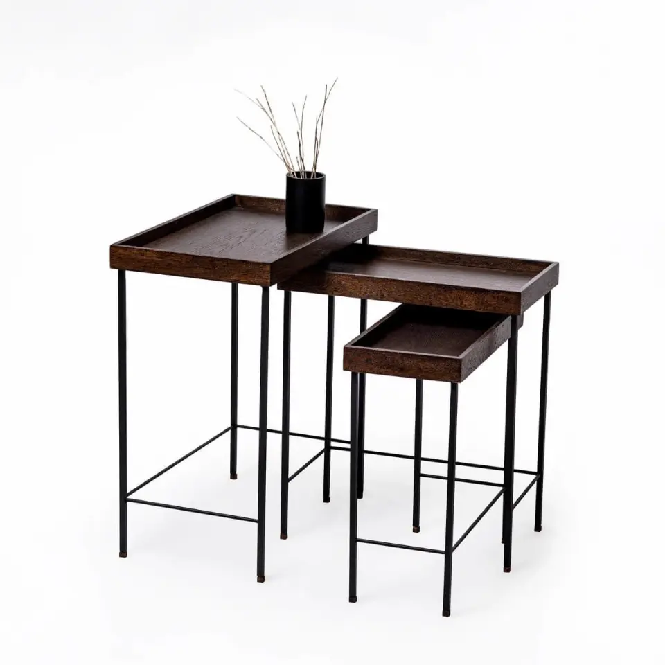 Ahşap Zigon Sehpa Seti - EDGE Serisi Black - SİYAH