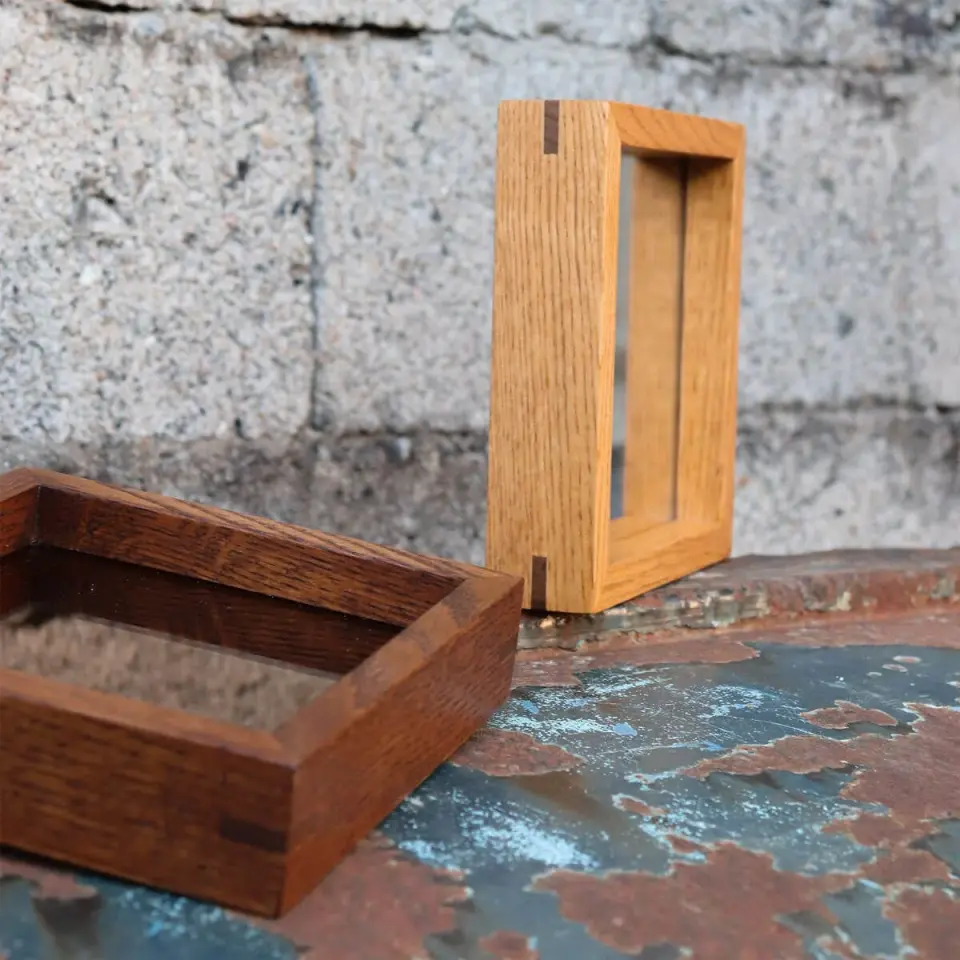 Masif Ahşap Bronz Ayna - EDGE Serisi Forest - 17.5x17.5 CM