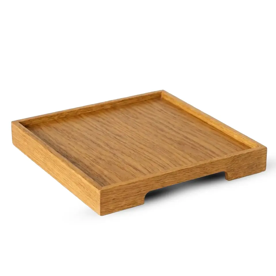 Masif Meşe Sunum Tepsisi – EDGE Serisi Honey - 30x30 CM