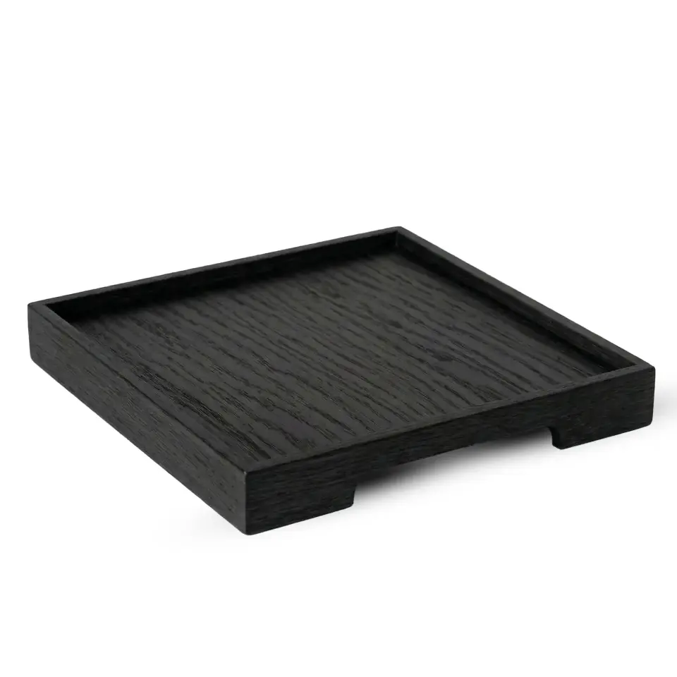 Masif Meşe Sunum Tepsisi – EDGE Serisi Black - 30x30 CM