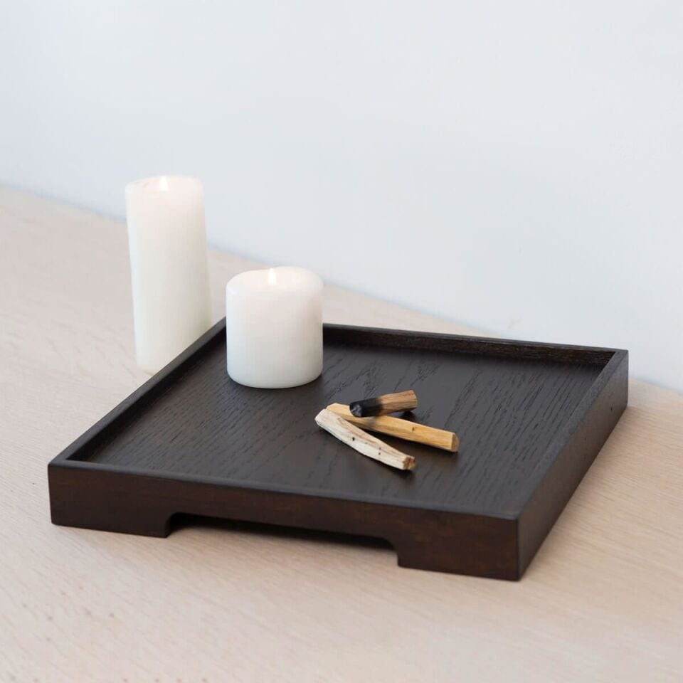 Masif Meşe Sunum Tepsisi – EDGE Serisi Black - 30x30 CM