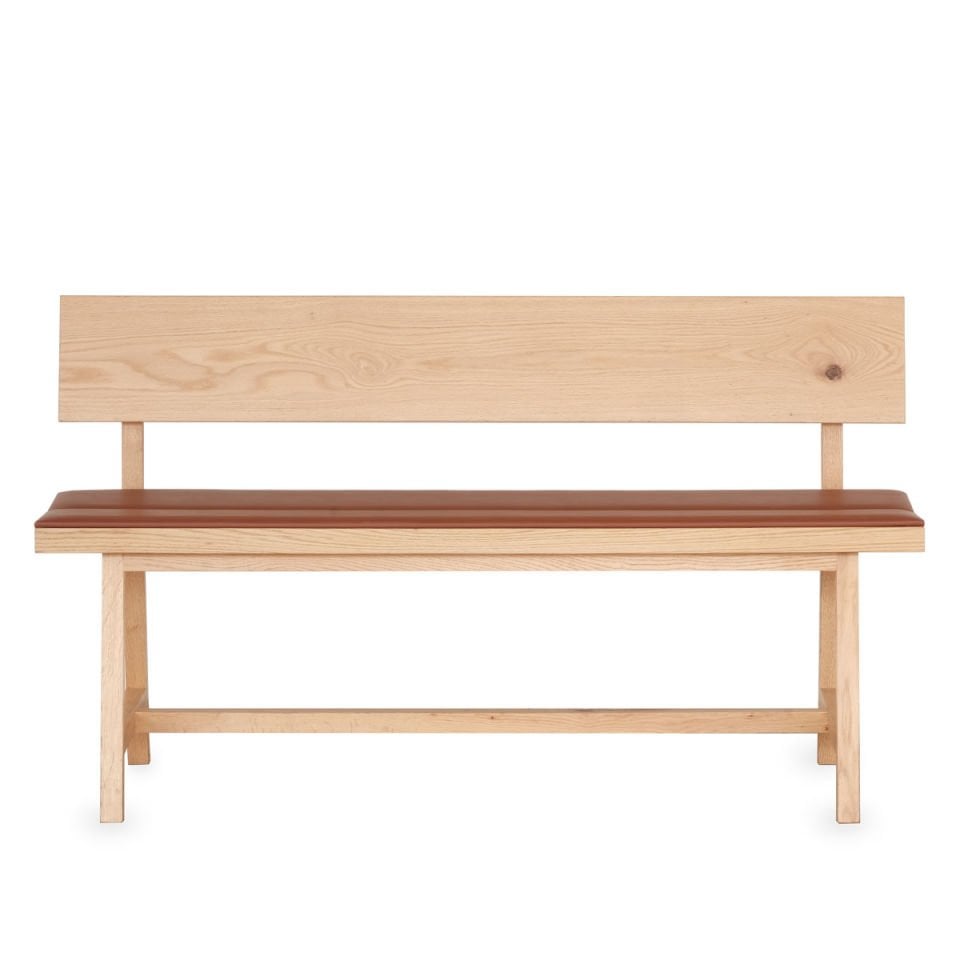 Solid Oak Upholstered Bench with Backrest – PI Series