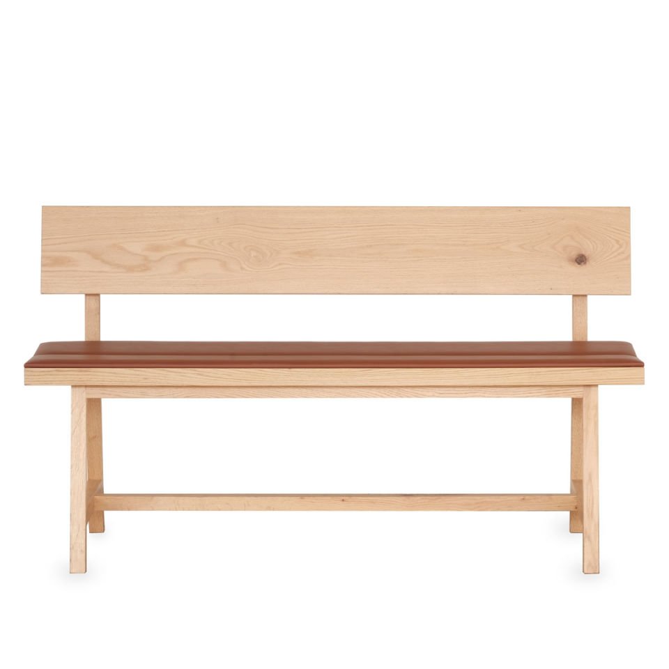 Solid Oak Upholstered Bench with Backrest – PI Series