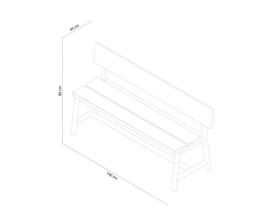 Solid Oak Upholstered Bench with Backrest – PI Series