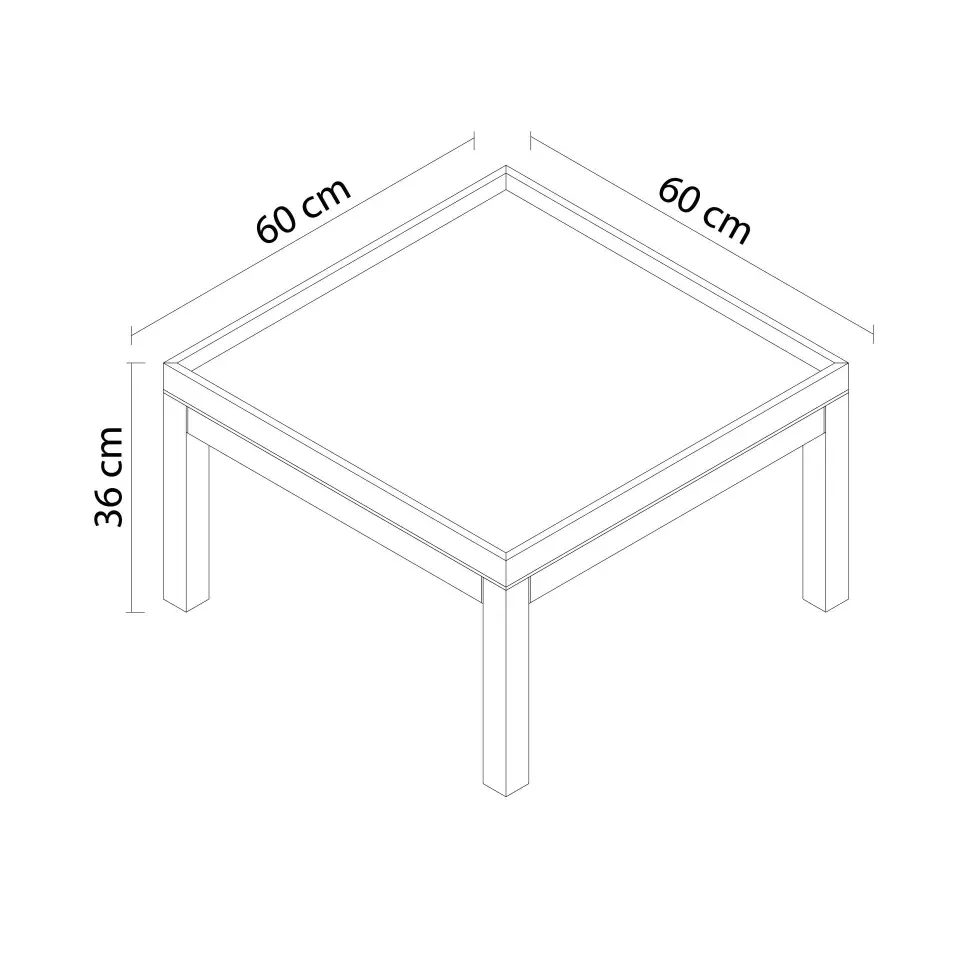Ahşap Orta Sehpa - EDGE Serisi, Meşe Raw - 60x60 CM