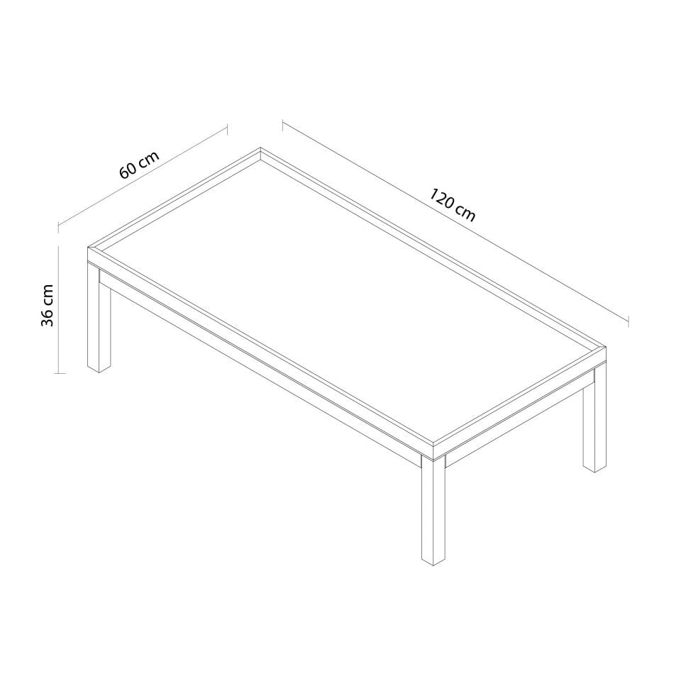 Ahşap Orta Sehpa - EDGE Serisi, Meşe Raw - 120x60 CM