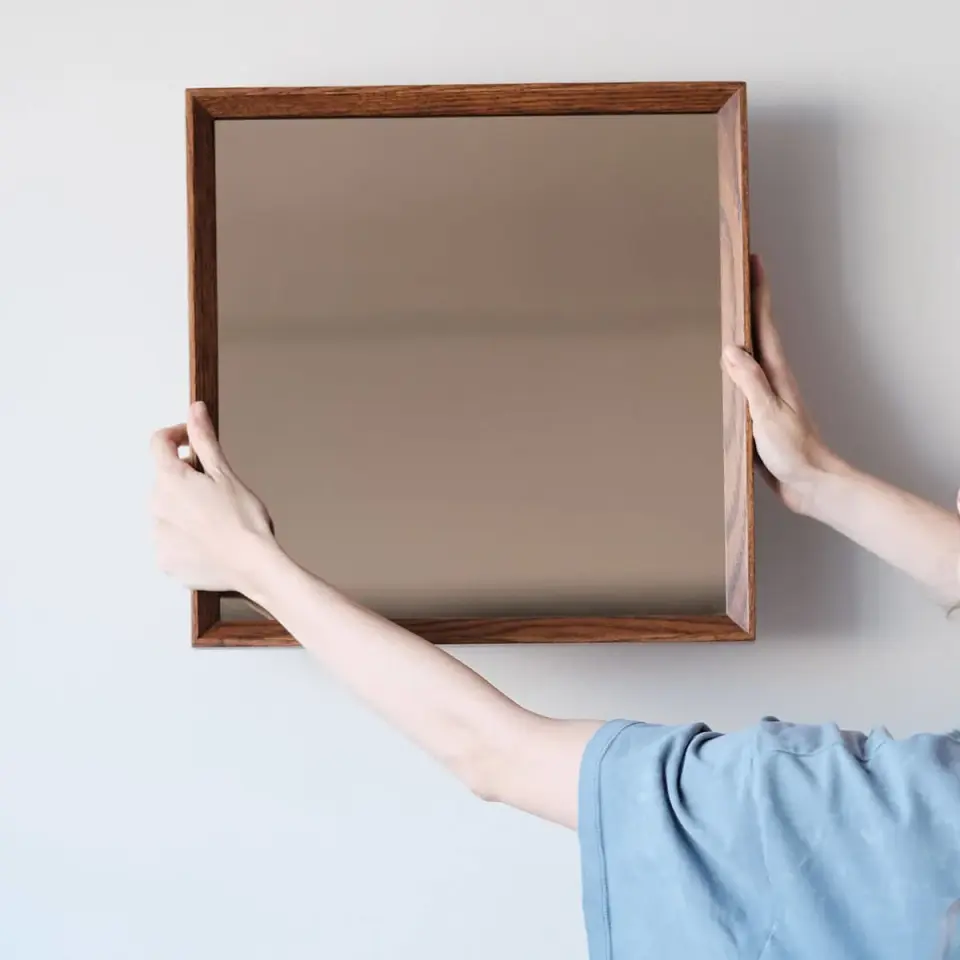 Masif Ahşap Bronz Ayna - REGULAR Serisi Forest - 40x40 CM