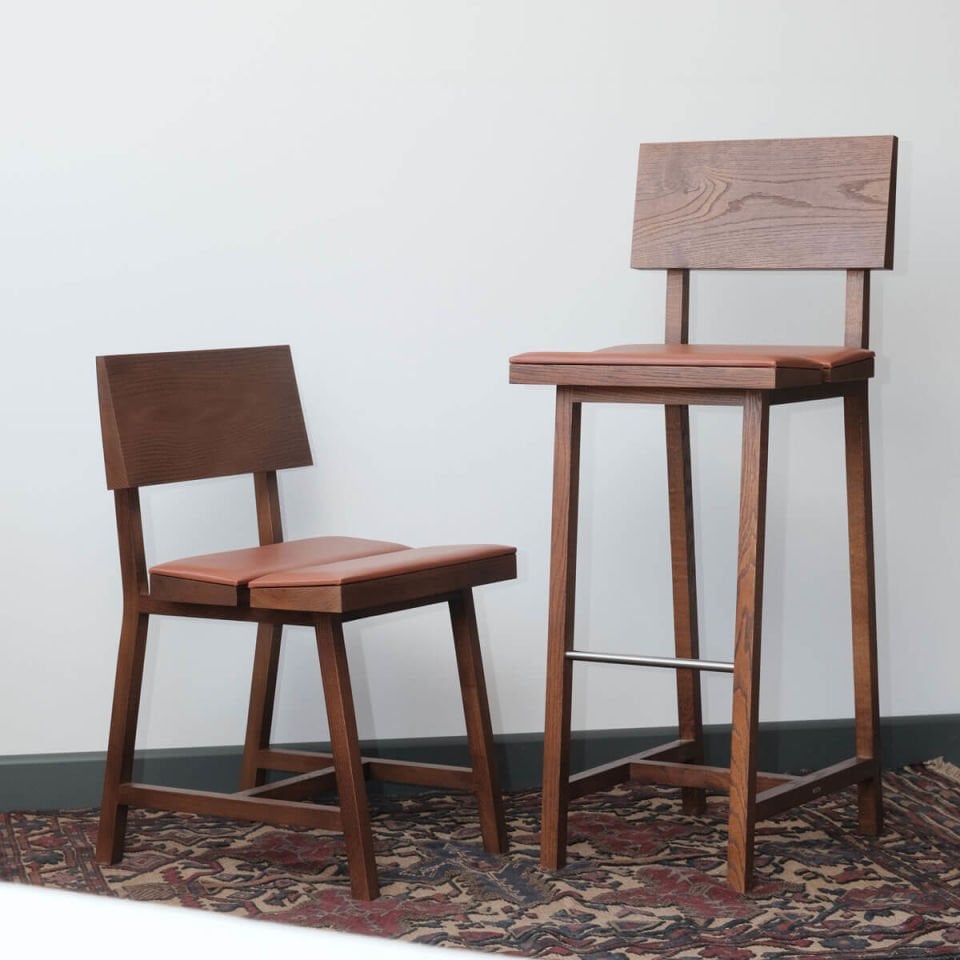 Solid Oak Bar Chair with Backrest – PI Series