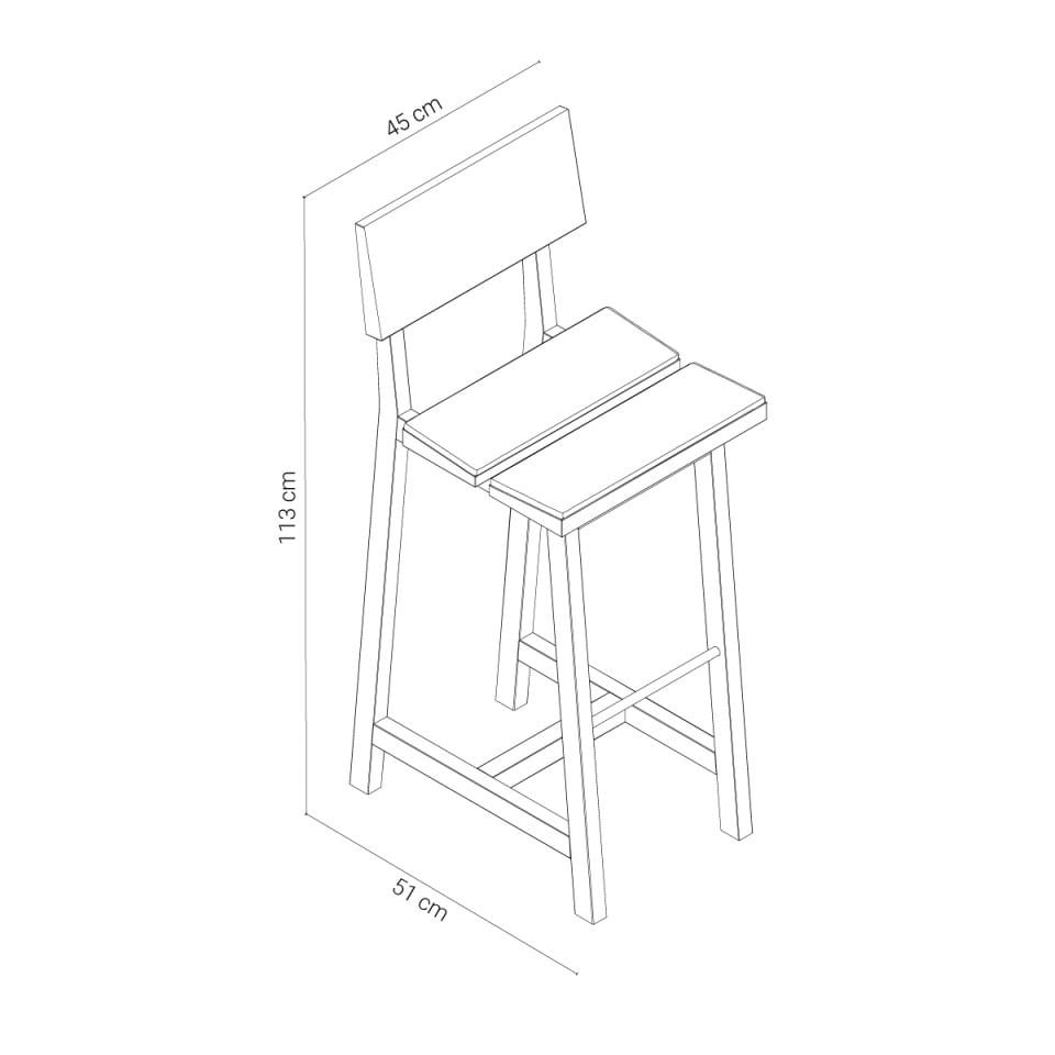 Ahşap Bar Sandalyesi - PI Serisi Forest - Döşemeli