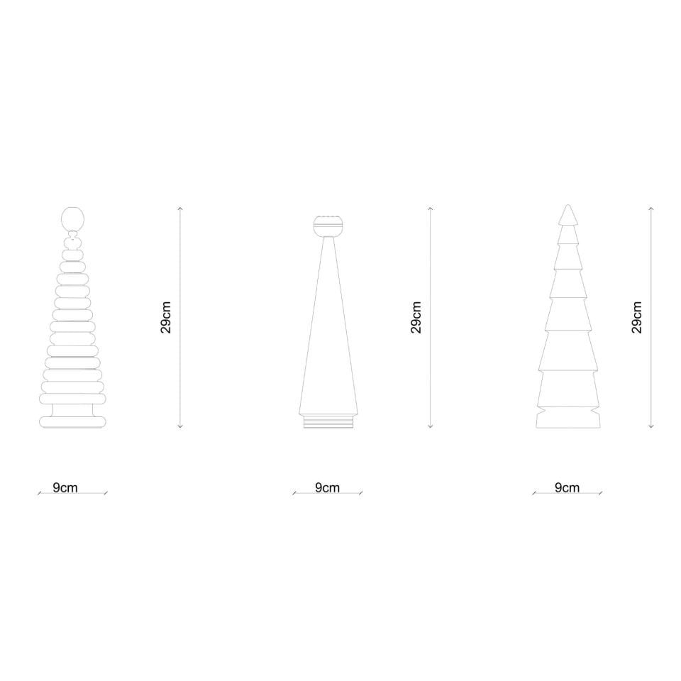 Ahşap Yılbaşı Ağacı Seti – Pirinç Başlıklı Sedir, Büyük Boy
