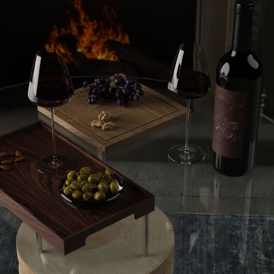 Meşe Sunum Tahtası – BORDER Serisi, Kare