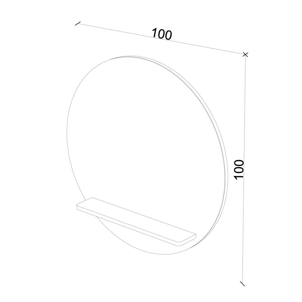 Yuvarlak Masif Meşe Raflı Ayna Raw - 100 CM