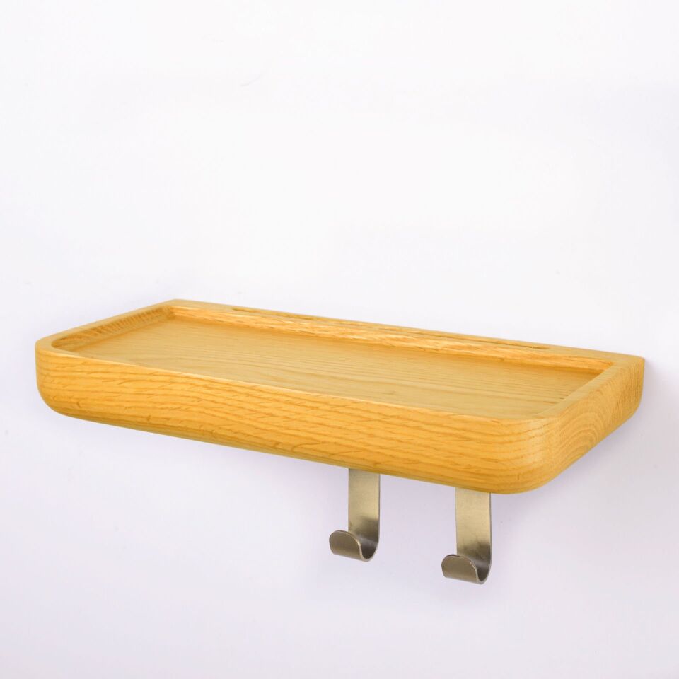 Aynalı Masif Meşe Uçan Raf Honey - 30x15 CM