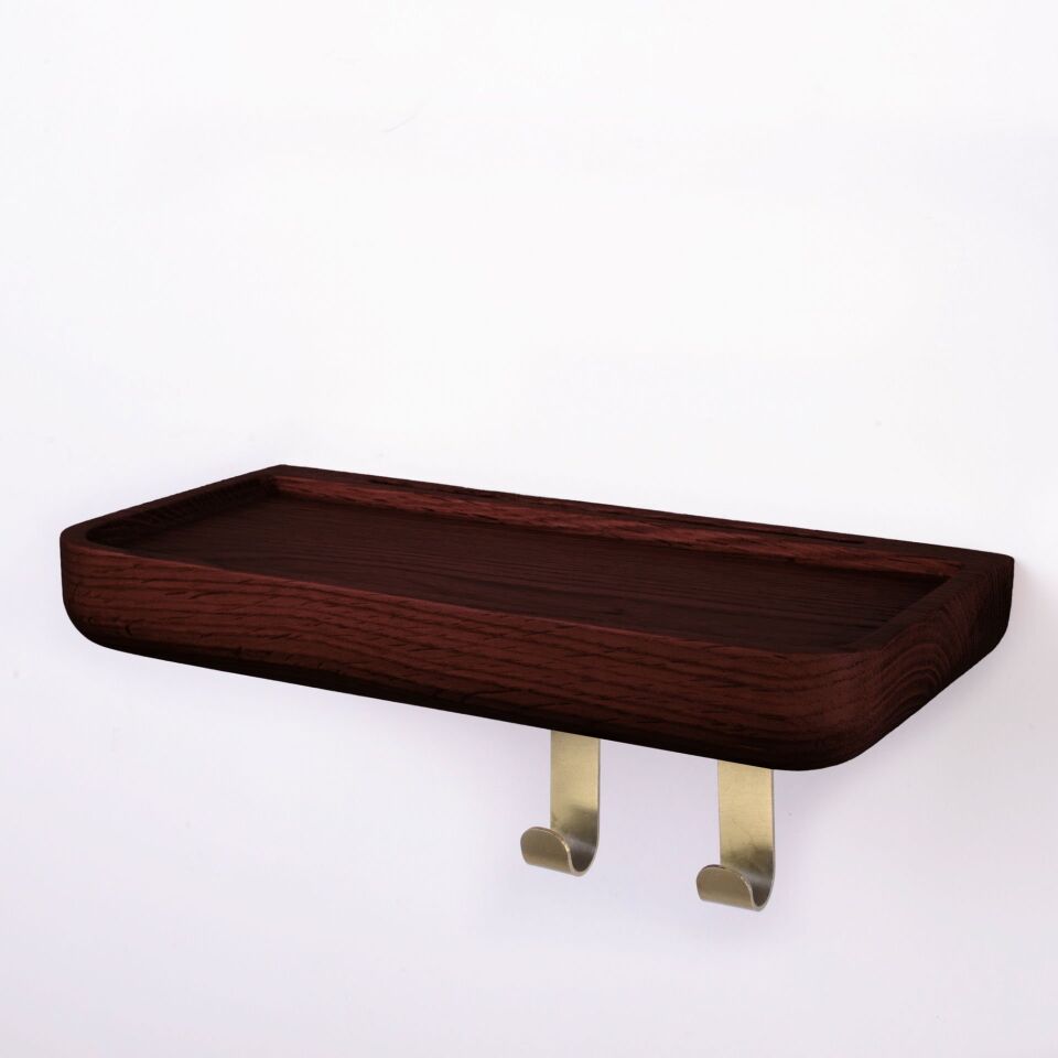 Aynalı Masif Meşe Uçan Raf Forest - 30x15 CM