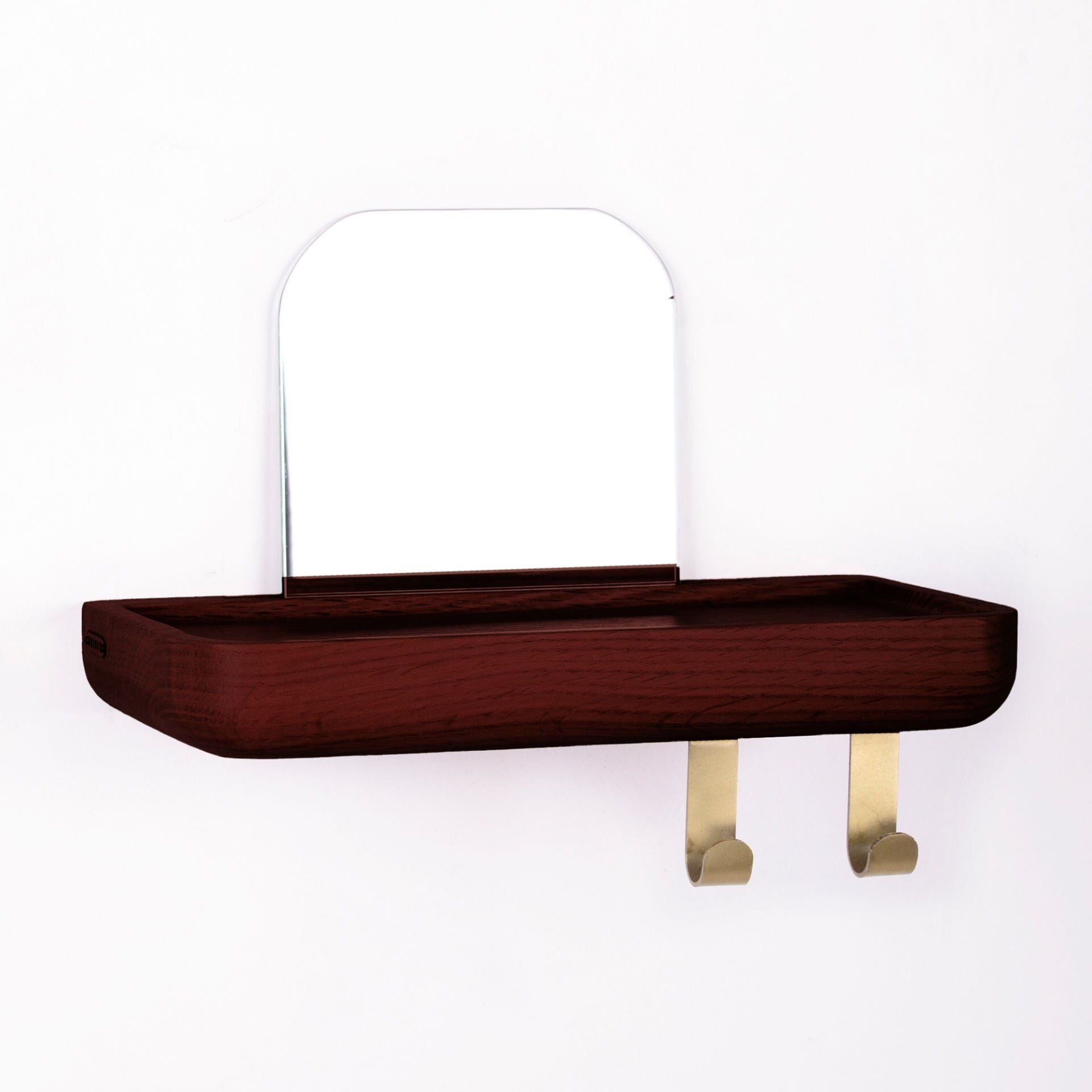 Aynalı Masif Meşe Uçan Raf Forest - 30x15 CM
