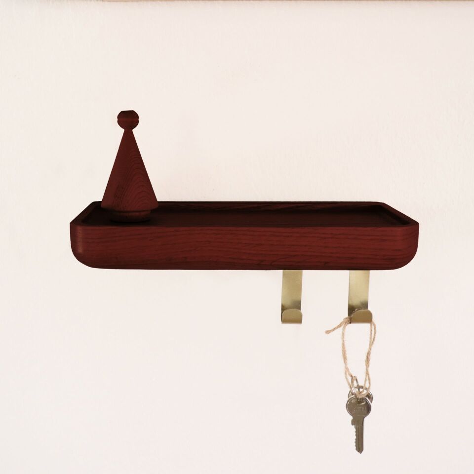 Aynalı Masif Meşe Uçan Raf Forest - 30x15 CM