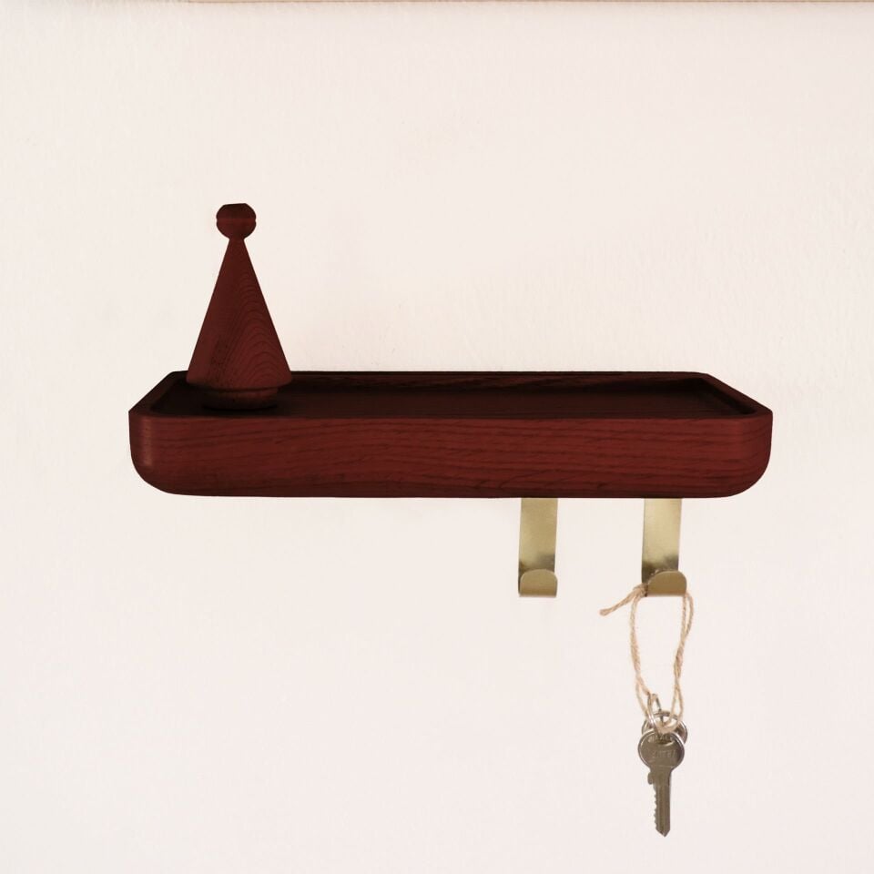 Aynalı Masif Meşe Uçan Raf Forest - 30x15 CM