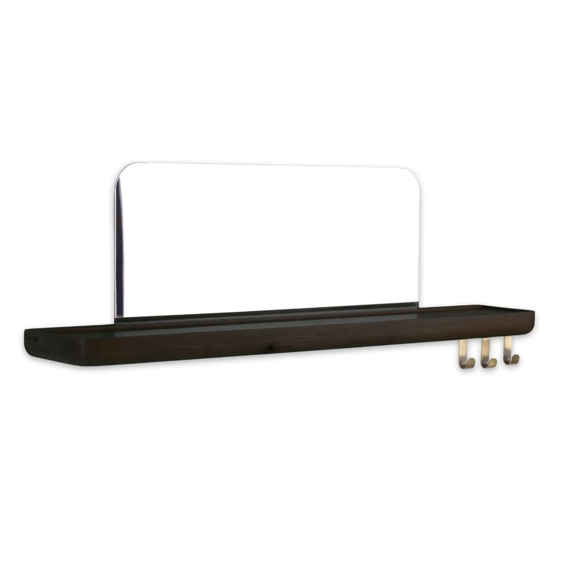 Aynalı Masif Meşe Uçan Raf Black - 60x15 CM